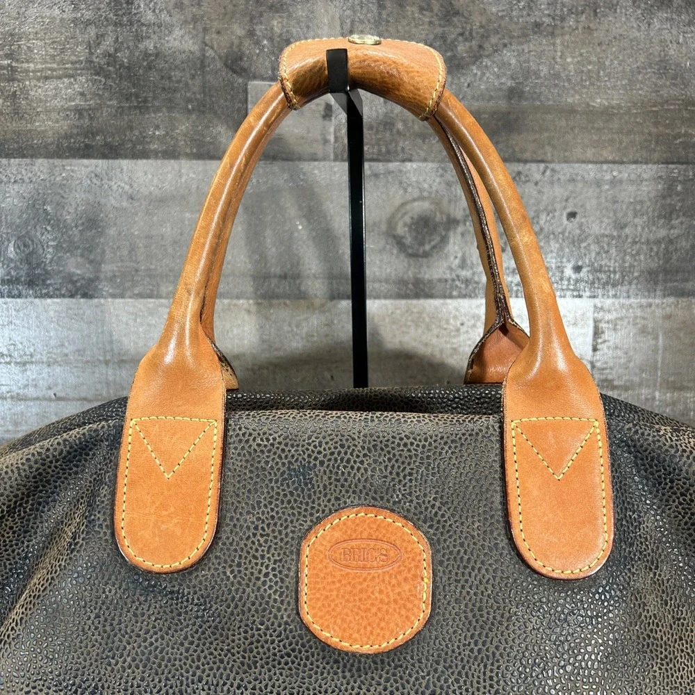 Brics Travel Weekend Bag Pebbled Leather Duffel Made In Italy 24